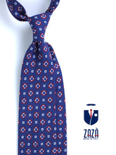 GEMINA unlined tailored blue tie in linen/silk